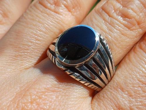 Vanoli 925 zilveren heren ring met onyx maat 19,5, Sieraden, Tassen en Uiterlijk, Ringen, Nieuw, Heer, 19 tot 20, Zwart, Zilver