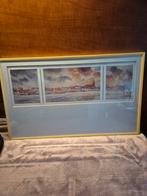 Ingelijste aquarel triptiek, Antiek en Kunst, Kunst | Tekeningen en Foto's, Ophalen of Verzenden
