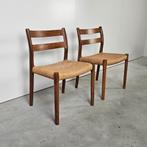 Vintage Deense stoelen, Niels Møller, Gebruikt, Twee, Bruin, Vintage