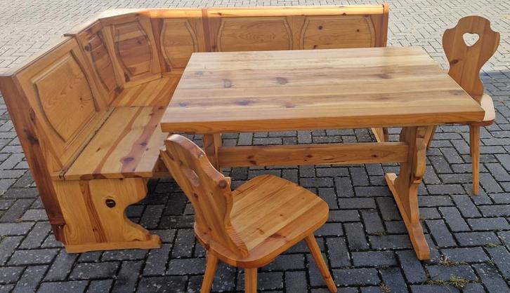 Zwaar Massief hout Oostenrijkse Zwitserse Eethoek zithoek, Huis en Inrichting, Banken | Complete zithoeken, Gebruikt, Hout, Ophalen
