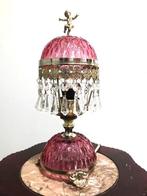 Boudoirlamp roze geslepen kristal & zilveren frame & putti✨, Ophalen of Verzenden