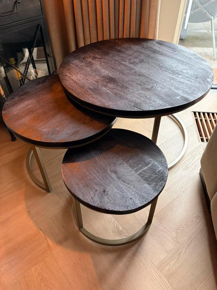 Salontafel set, Huis en Inrichting, Tafels | Salontafels, Zo goed als nieuw, Minder dan 50 cm, 50 tot 100 cm, Rond, Ophalen