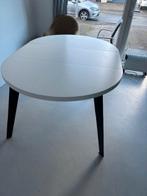 Ronde eettafel, wit-verlengbaar, Huis en Inrichting, Tafels | Eettafels, Ophalen, Rond, Zo goed als nieuw, Metaal