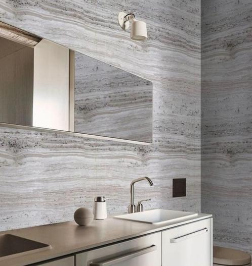 Natuursteenlook  Travertin Veincut Silver198x598x9mm, Doe-het-zelf en Verbouw, Tegels, Nieuw, Vloertegels, Keramiek, 60 cm of meer