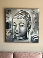 Mooi groot schilderij canvas doek buddha boeddha met reliëf, Huis en Inrichting, Ophalen, Zo goed als nieuw