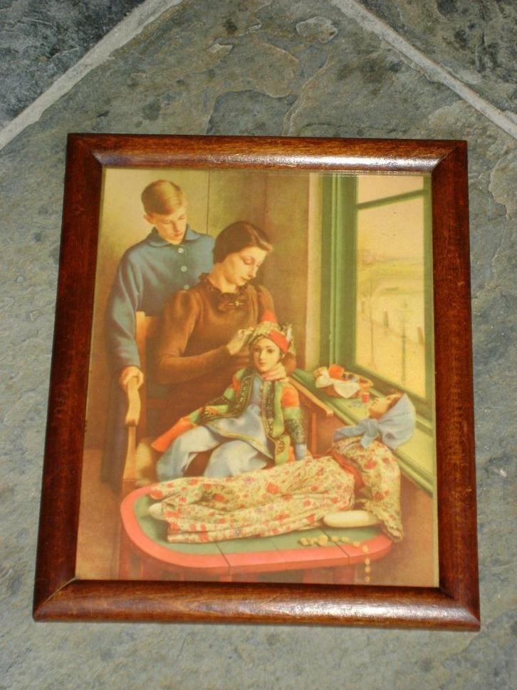 oude prent in originele lijst - uit 1938, Verzamelen, Foto's en Prenten, Gebruikt, Prent, Voor 1940, Ophalen of Verzenden