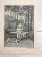 A. Raudnitz: Treu bewacht, 1892, or. gravure, 32x23cm., mooi, Antiek en Kunst, Kunst | Etsen en Gravures, Ophalen of Verzenden