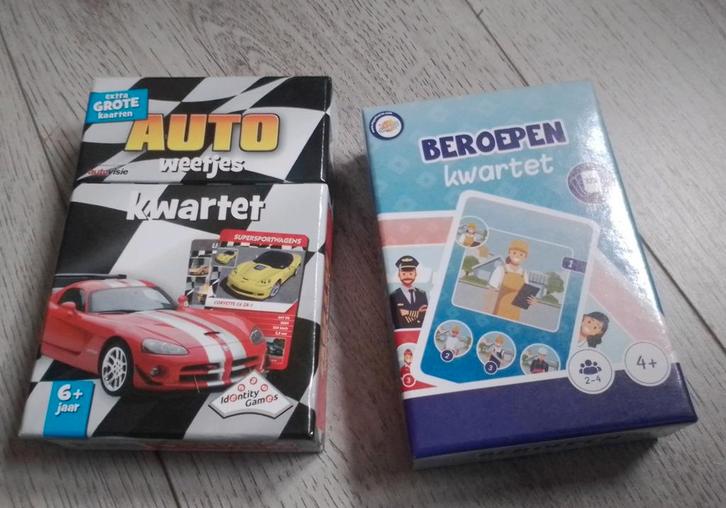 2 Kwartetspellen: Auto's en Beroepen, Hobby en Vrije tijd, Gezelschapsspellen | Kaartspellen, Gebruikt, Drie of vier spelers, Vijf spelers of meer