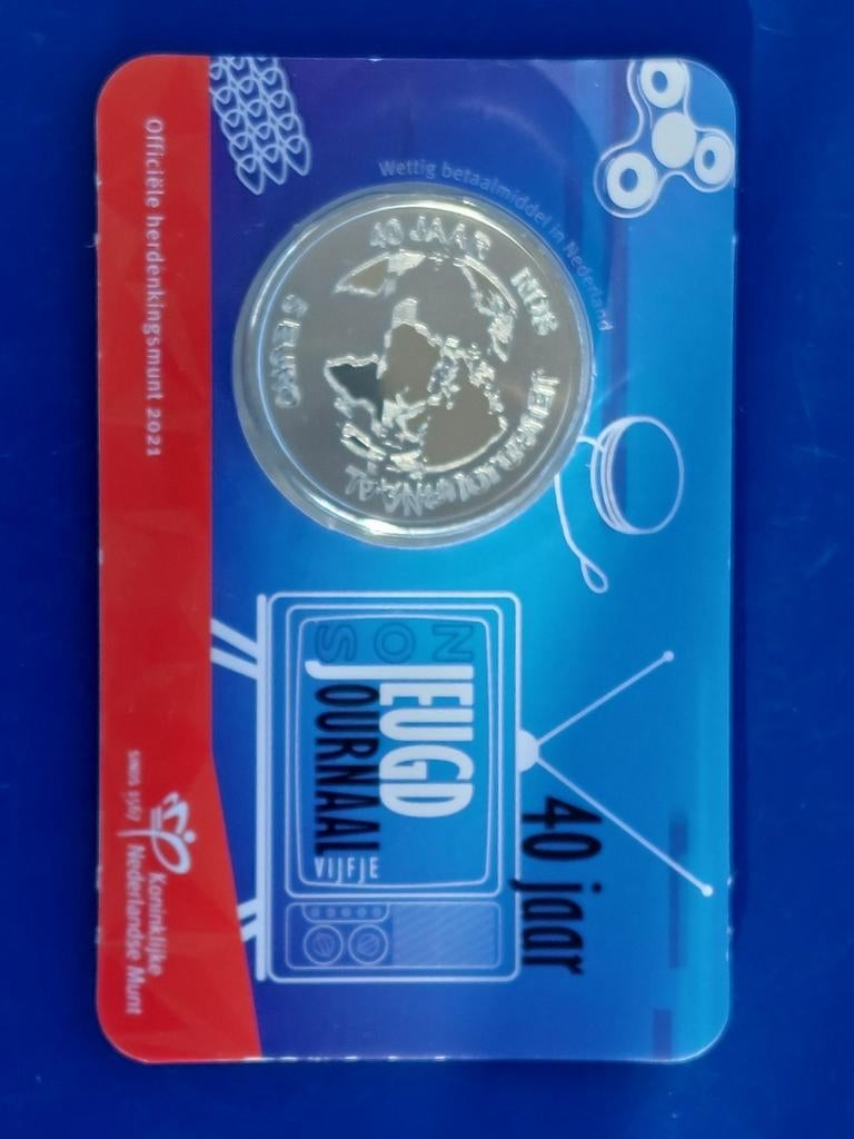 5 Euro Jeugdjournaal coincard 2021, Ophalen of Verzenden, Koningin Beatrix, Euro's, Losse munt