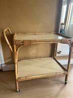 Vintage Rotan Trolley, Huis en Inrichting, Tafels | Sidetables, Ophalen, Gebruikt, 50 tot 100 cm, 25 tot 50 cm