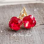 Oorbellen Square met Swarovski Light Siam, Met kristal, Overige materialen, Hangers, Verzenden