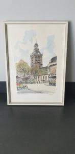 Ingekleurde litho/aquarel? Meppel Kerkplein  door?, Ophalen of Verzenden