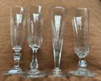 4 Antieke Franse kristallen champagneglazen flûte kristal, Antiek en Kunst, Antiek | Glas en Kristal, Ophalen of Verzenden