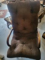 Vintage Boho Rotan Stoel met Bruin Rib Kussen, Ophalen, Gebruikt, Bruin, Boho