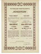 50 x Petroleum Mij Henderson 1908 - Obligatie ƒ100 - Serie B, Postzegels en Munten, Aandelen en Waardepapieren, Verzenden, Voor 1920