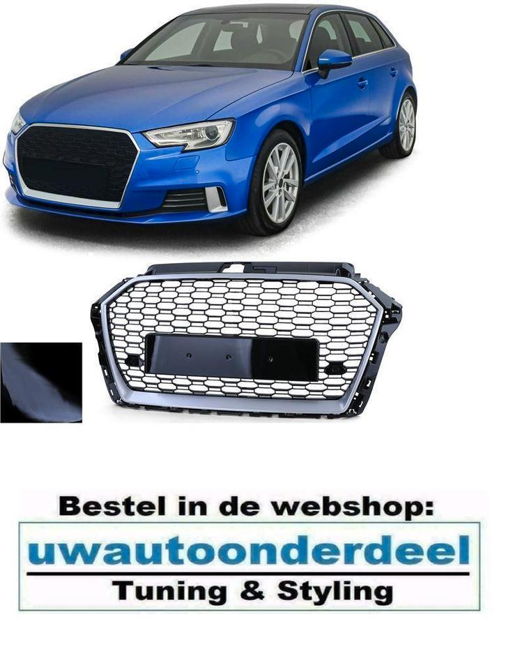 Sport Grill Zwart Honingraat Voor Audi A3 8V RS3 Look, Auto diversen, Tuning en Styling, Ophalen of Verzenden