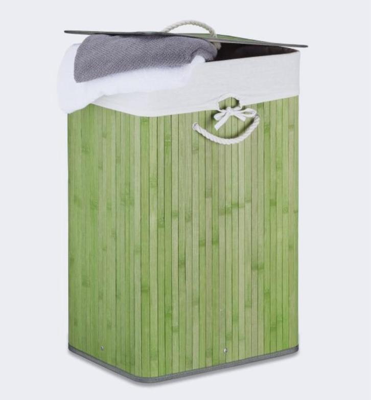 Wasmand rechthoek bamboe in 3 kleuren 65cm, Huis en Inrichting, Badkamer | Badtextiel en Accessoires, Nieuw, Ophalen of Verzenden