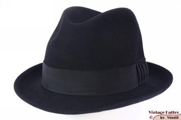 Vintage Gleufhoed Mayser Livorno Strato zwart vilt 56 beschikbaar voor biedingen