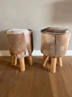 VINTAGE!! Krukjes met geitenvacht, Ophalen, Zo goed als nieuw, Hout