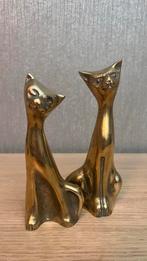 Vintage Messing Kattenbeeldjes Set van 2, Antiek en Kunst, Ophalen of Verzenden