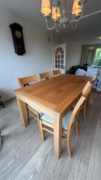 Eikenhouten Eettafel met 6 Stoelen, Ophalen, Gebruikt, 100 tot 150 cm, Eikenhout