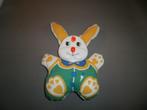 retro konijn met rammel plastic hoofd katoen lijf gekleurd, Konijn, Gebruikt, Ophalen of Verzenden