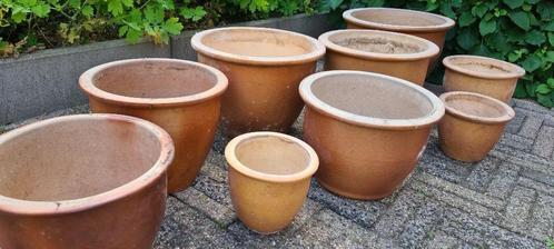 9 bloempot terracotta terraspotten, Tuin en Terras, Bloembakken en Plantenbakken, Gebruikt, Overige materialen, Balkon, Tuin, 30 tot 60 cm