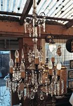 Prachtige antieke Franse kroonluchter met kristallen en ko, Ophalen, Gebruikt