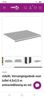 Vervangingsdoek Luifel Antraciet/Wit 4,5x3,5m, Tuin en Terras, 450 cm of meer, Nieuw, Ophalen of Verzenden, Knikarmscherm
