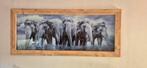 Schilderij met olifanten in houten lijst, Huis en Inrichting, Ophalen of Verzenden