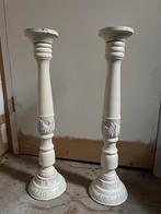 2 houten kandelaren wooden candlesticks, Huis en Inrichting, Woonaccessoires | Kandelaars en Kaarsen, Ophalen of Verzenden, Kandelaar