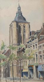 Mooie aquarel van St. Mathiaskerk Maastricht (Henri Jonas?), Antiek en Kunst, Kunst | Schilderijen | Klassiek, Ophalen of Verzenden