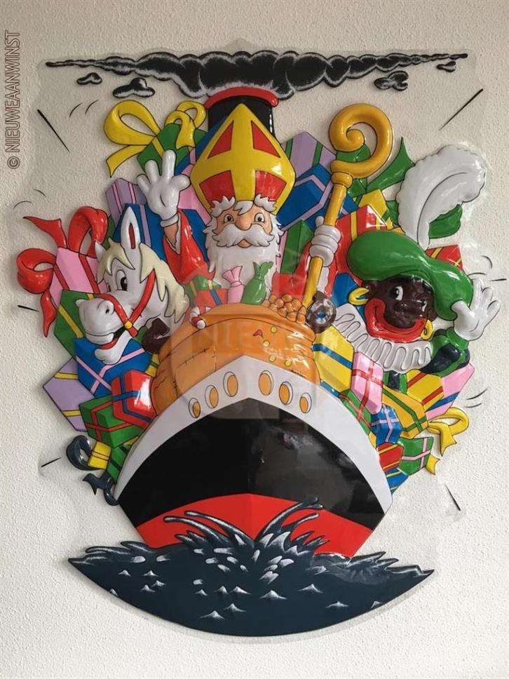 Wanddecoratie Sinterklaas, zwarte Piet en Amerigo op de boot, Diversen, Sinterklaas, Verzenden