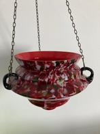 Lampenkap, gemarmerd glas rood, antiek Art Deco, Huis en Inrichting, Lampen | Lampenkappen, Gebruikt, Rond, Ophalen of Verzenden