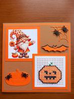 Kaart halloween gnome pompoen geborduurd 851 = 2,25, Ophalen of Verzenden, Zo goed als nieuw, Kerst
