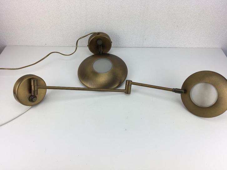 2 geborstelde messing halogeen wandlampen van Steinhauer, Huis en Inrichting, Lampen | Wandlampen, Gebruikt, Glas, Metaal, Ophalen