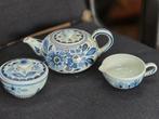 Delfts Blauw Theeservies - Theepot, Suikerpot, Melkkan, Antiek en Kunst, Ophalen of Verzenden