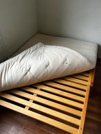Futon Bed 140x200 + Matras, Huis en Inrichting, Ophalen, Japandi, Bruin, 140 cm