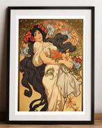 Grote Uniek Alphonse Mucha Art Nouveau dag Poster, Antiek en Kunst, Kunst | Litho's en Zeefdrukken, Verzenden