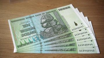 Zimbabwe 2008 (Pick 88), 5 biljetten van 10 Triljoen (UNC) beschikbaar voor biedingen