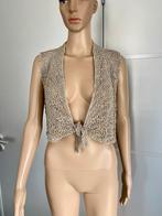 i427 Sarah Pacini mt. M=38/40 kort gehaakt vest vestje gilet, Kleding | Dames, Maat 38/40 (M), Sarah Pacini, Beige, Ophalen of Verzenden