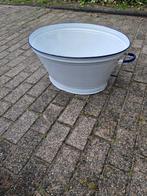 Een topper van grote emaille witte teil  met blauwe rand, Ophalen of Verzenden
