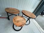 Salon tafel set 3 delig, Ophalen of Verzenden, Zo goed als nieuw, Rond, Minder dan 55 cm