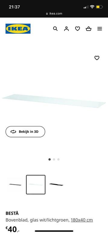 Ikea besta glasplaat 180x40 cm