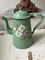 Emaille koffiekan met bloemen, Ophalen of Verzenden