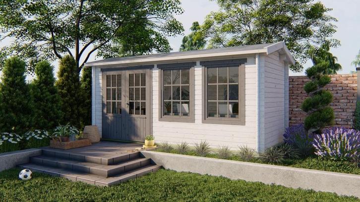 Blokhut - Tuinhuis Justine | 40 mm | vuren onbehandeld, Hobby en Vrije tijd, Overige Hobby en Vrije tijd, Nieuw, Verzenden