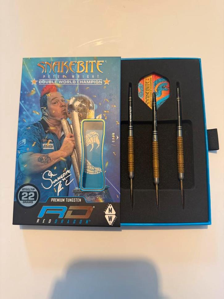 Red Dragon Peter Wright Double WC SE Gold 85% 22g, Sport en Fitness, Darts, Zo goed als nieuw, Pijlen, Ophalen of Verzenden