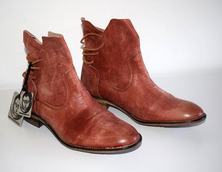 YELLOW CAB - leren enkellaarsjes Tate Brick - maat 36, Kleding | Dames, Schoenen, Nieuw, Lage of Enkellaarzen, Overige kleuren