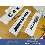 W205 C43 AMG LOGO SET BITURBO ZWART EMBLEMEN SET Mercedes C, Gebruikt, -, Ophalen of Verzenden, -