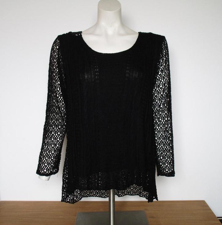Nr.111: Leuke gehaakte gebreide Top maat L Zwart, Kleding | Dames, Tops, Zo goed als nieuw, Maat 42/44 (L), Zwart, Lange mouw